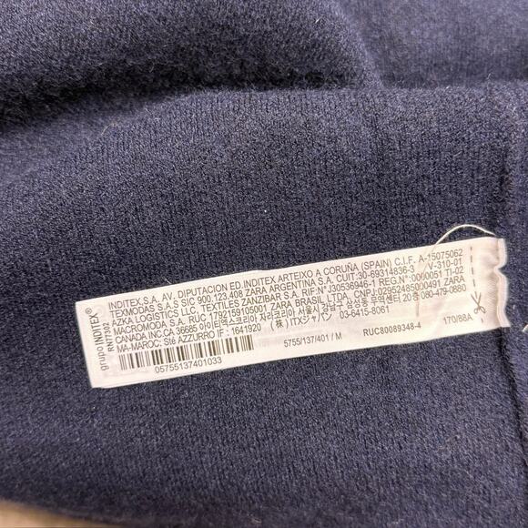 Zara Cropped Double Breasted Navy Wool Blend Blazer Jacket Utility Medium NWT - Picture 9 of 10